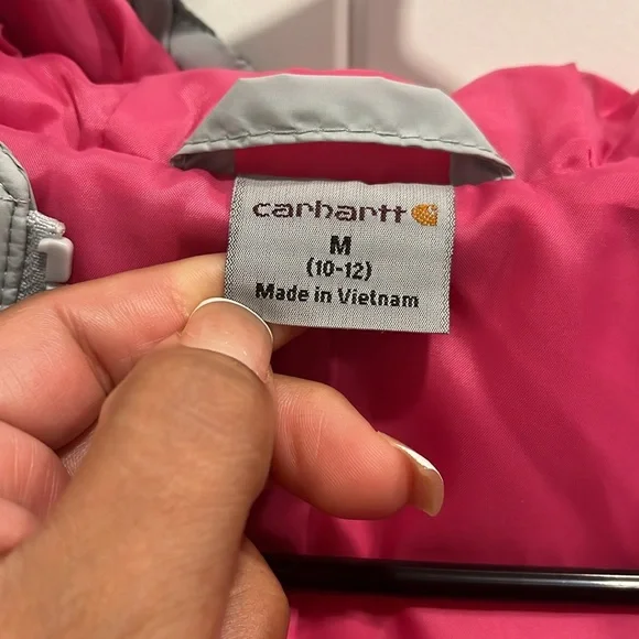 Carhartt Light Gray Jacket with Bright Pink Interior Size M 10/12 - Picture 9 of 9